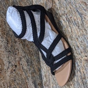 NWT Dexflex Comfort 8.5 Black Strapped Wedge Heeled Sandal